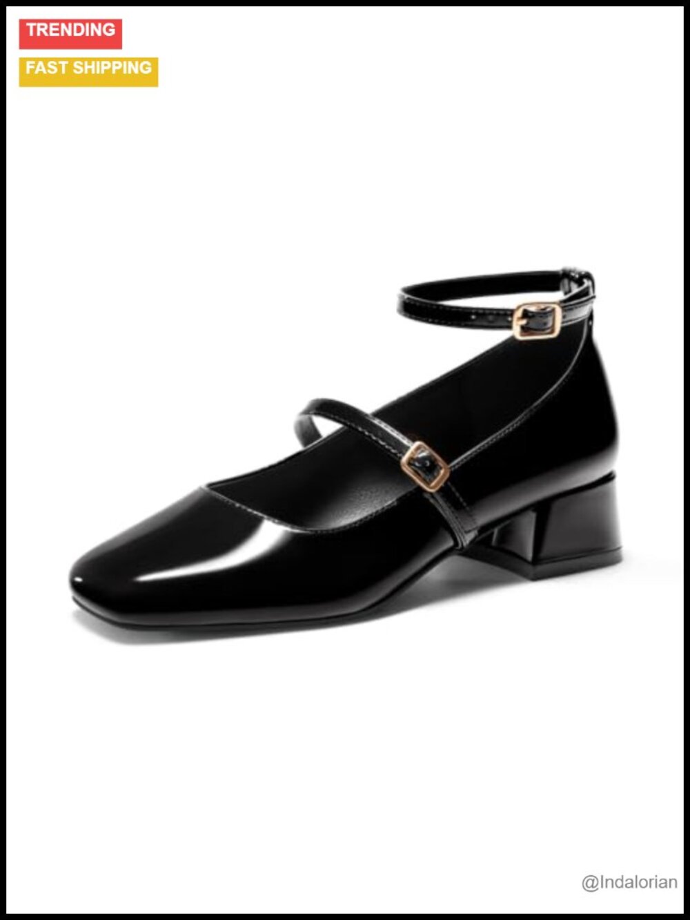 Mary Jane Shoes Women Chunky Low Heels Square Toe Party Work Pumps Block Heel